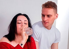 Short-haired brunette Sheril opens her hungry crack for a big cock