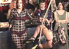 Public bitches drilled in BDSM session in wet pussy hole