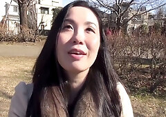 Pregnant Japanese aunt embraces intimacy during a casting session