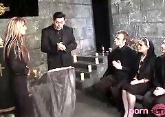 Nuns & stepmom reverend in chapel groupsex