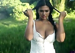 SANKTOR - BREASTY mother I'd like to fuck TEASES & MASTURBATES OUTDOORS