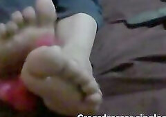 transvestite dildo footjob