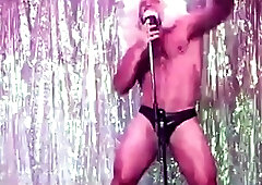 Muscular Bear Stripper with a Huge Cock