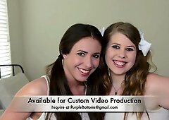 Two women endure a belt spanking during a sleepover threesome