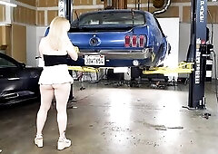 ASMR: Breasty Blond Shows Us Her Round Booty During the time that Cleaning Car