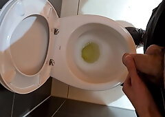 Horny Man Piss In The Public Toilet Of Shopping Mall And Play With Dick 4k