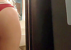 Spied on in the toilet and an erection began. I had to fill her pussy with cum