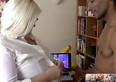 GILF physician Lacey Starr examines my cock before giving it a nasty bj