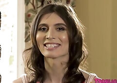 T-Girls get cum in fuckfest after barebacking and sucking jocks