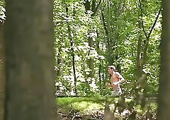 Jogger catches a hot twink in the forest and fucks him hard