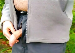 Big faux milk cans crossdresser behind-the-episodes photoshoot in public gettting caught