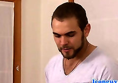 Straight stud Rob Yaeger turns during massage