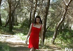 French gal gets screwed in the forest by homeless dude