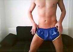 Short shorts, striptease dance, glossy