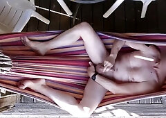 Muscular Twink's Outdoor Masturbation in a Hammock