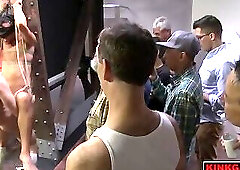 Alex Masons ass is spread open for cock after cock to ream him a new one