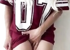 excited chick fingering moist trickling cunt to large squirt climax