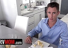 Skinny Stepmom With Big Tits Jumped On Top Of Her Stepson's Throbbing Cock