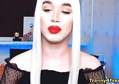 Teasing Naked Jerking Dominant Shemale