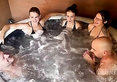 three nymphos and two lads with large weenies in a spa... It gives greater amount than hard moments
