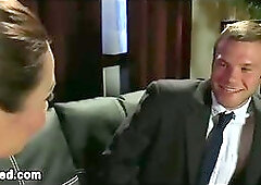 Tied up guy fucked by trans in lubed ass