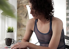 Curly boyfriend feels it from behind way deeper than expected