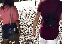 I couldn't resist and ended up giving the single chap a fellatio on the beach right in front of his spouse.