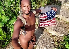 Kennie Jai gets caught strolling in the park nude and fully aroused!