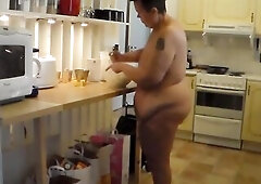 Jen is baking exposed in the kitchen.