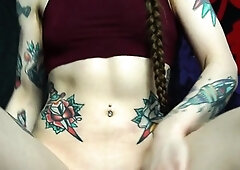 Small tit nubile in stockings masturbates