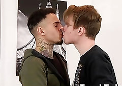 Tattooed twink ass fucks his slim lover