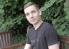 Outdoor sodomy scene with a horned-up amateur