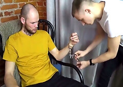 Alexa Fox in a hot threesome BDSM session with Nick Morris and another guy, ends with a messy facial