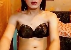 Appealing shemale babe jacks her dick really fast and enjoys