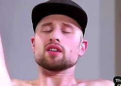 Jock fisted in threesome after asslicked and giving bj