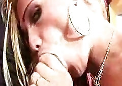 Black thug thoroughly destroys great looking blonde t-girl's skinny ass