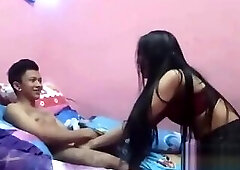 Brunette ts face fucked before intense anal