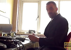 UK brunette with big tits is having rough anal sex with one of her married lovers