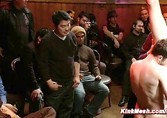 Blonde suspended and face fucked