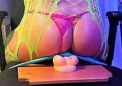 My bubble ass rides huge dildo!
