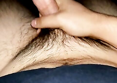 Large jizz flow and watching NFL Sunday football