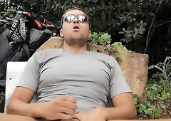 Teasing cock and ass in nature in different positions