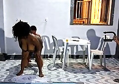 That guy ate the cuckold's wife in the pool.