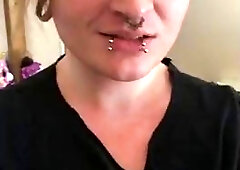 Nasty tranny with tattoos masturbates her she cock all alone