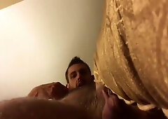 Beefy Blue-Spotted Bear Wanks with Cushion