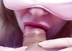 Gentle ASMR oral with cum in throat close-up