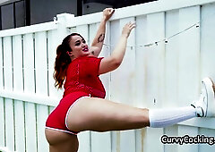 PAWG Hispanic seduces trainer with her huge jugs and booty