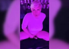 I get soft, up close and personal playing on my couch super close to the camera. a thick pink sweater suit and my squishy schlong sleeve screw toy. no