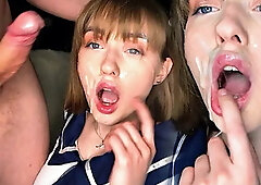 Hot Sucks and Fucks in Pussy before Cumming on Her Face. the Whole Face is Co...