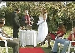 Wedding turns into a fuck fest between groom and tgirl